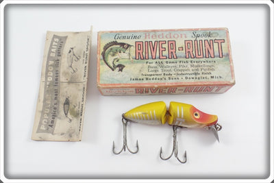 Heddon Yellow Shore Jointed River Runt In Correct Box