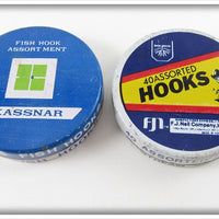 Vintage Kassnar & Dolphin Hook Tin Pair 