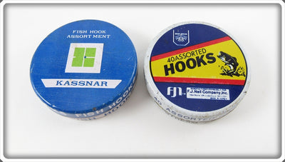 Vintage Kassnar & Dolphin Hook Tin Pair 