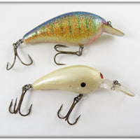 Vintage Norman Glitter & White Crankbait Lure Pair