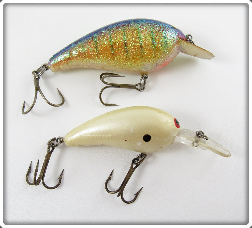 Vintage Norman Glitter & White Crankbait Lure Pair