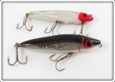 Vintage L&S Silver/Black Top Dog & Red/White 7M Lure Pair