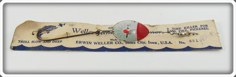 Vintage Erwin Weller Co Red & White June Bug Spinner On Card