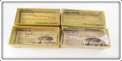 Fred Arbogast Jitterbug & Hula Popper Empty Box Lot Of Four 