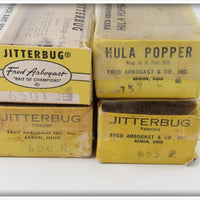 Arbogast Jitterbug & Hula Popper Empty Box Lot Of Four
