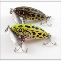 Arbogast Brown Leopard Frog & Green Leopard Frog Spinning Jitterbug Pair