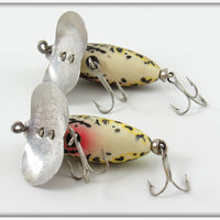 Arbogast Brown Leopard Frog & Green Leopard Frog Spinning Jitterbug Pair
