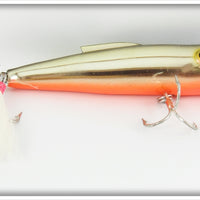 Vintage Gold Chrome Orange Belly Finned Crankbait Lure 