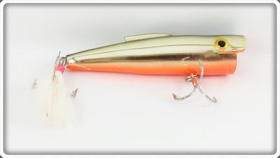 Vintage Gold Chrome Orange Belly Finned Crankbait Lure 