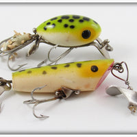 Vintage Arbogast Frog Hula Dancer & Sputter Bug Lure Pair