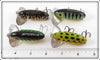 Arbogast Firetiger, Coachdog, Perch & Frog Jitterbug Lot Of Four