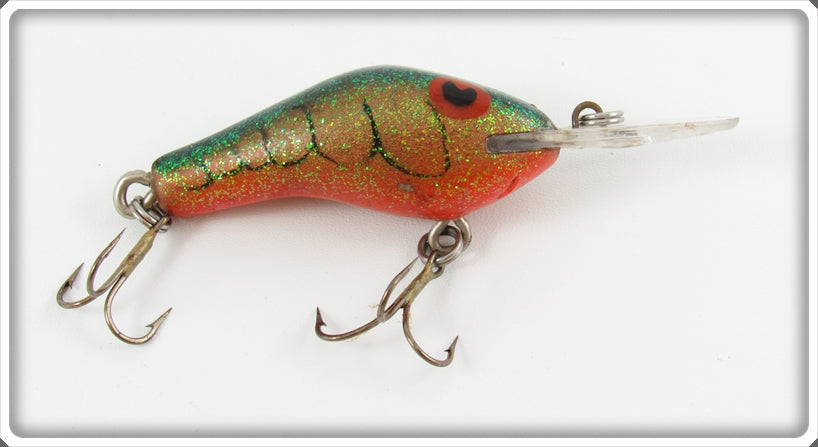 Vintage Poe's Crawdad Glitter Crankbait Lure 