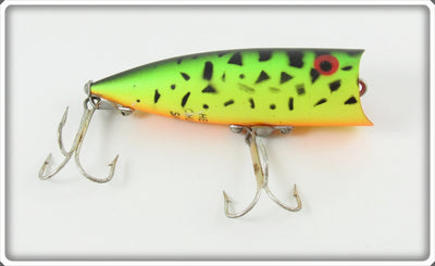 Vintage Heddon Fluorescent Green Crawdad Chugger Spook Lure
