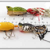Arbogast Frog, Yellow & Coachdog Hula Popper Lot Of Three