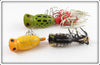 Arbogast Frog, Yellow & Coachdog Hula Popper Lot Of Three