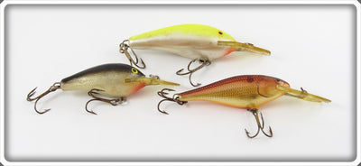 Vintage Rapala Chartruese, Black & Natural Lot Of Three Lures