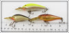 Rapala Chartruese, Black & Natural Lot Of Three