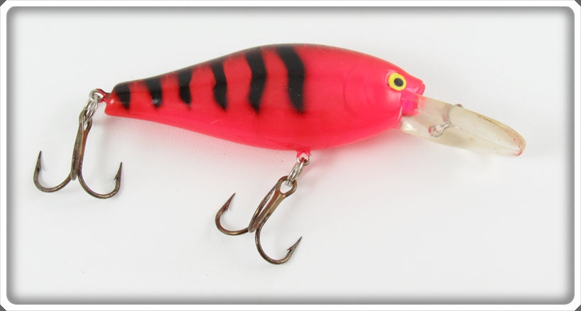 Vintage Fluorescent Red & Black Tiger Crankbait Lure