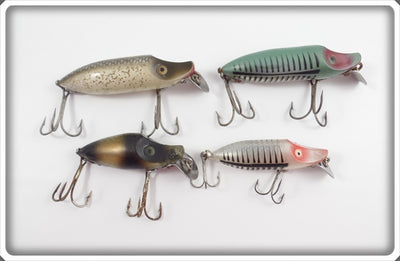 Heddon River Runt Lot Of Four: Green Shore, Fish Flash, Silver Flitter, Silver Shore