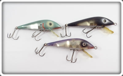 Heddon Tiger Lot Of Three: Green, Black, & Purple