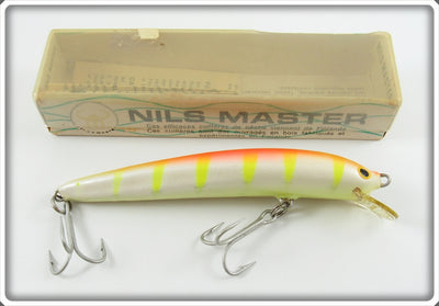 Nils Master White Yellow Stripes Invincible Minnow Lure In Box