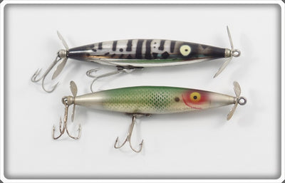 Heddon Dying Flutter Pair: Green Shad & Chrome Coachdog