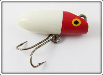 Vintage Paw Paw Red & White Fly Rod Groove Head Wobbler Lure 704S