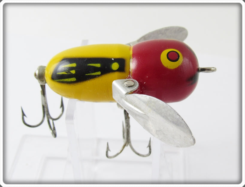 Vintage Heddon Yellow Red Head Tiny Crazy Crawler Lure