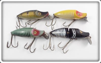 Heddon River Runt Lot Of Four: Yellow Shore, Pike Scale, Black Shore, & Green Shore