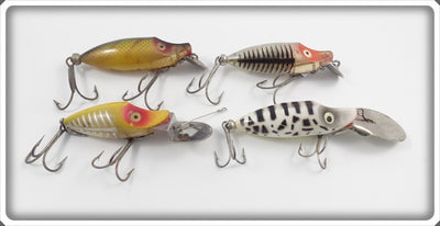 Heddon River Runt Lot Of Four: Yellow Shore, Perch, Silver Shore, & Coachdog