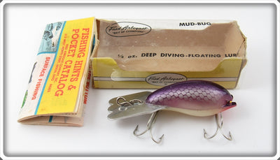 Vintage Fred Arbogast Purple Scale Mud Bug Lure In Box 20 PR 