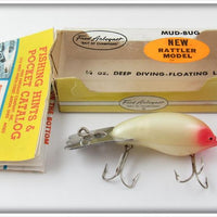 Vintage Fred Arbogast White Pink Eye Mud Bug Lure In Box 20 PE