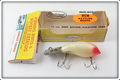 Vintage Fred Arbogast White Pink Eye Mud Bug Lure In Box 20 PE