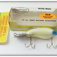 Vintage Arbogast White Blue Eye Mud Bug Lure In Box 22 BE