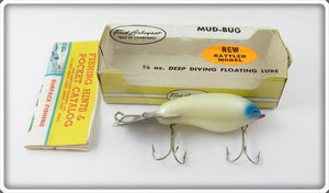 Vintage Arbogast White Blue Eye Mud Bug Lure In Box 22 BE