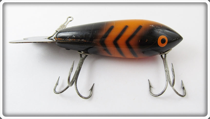 Vintage Bomber Bait Co Orange Black Ribs Model 600 Lure