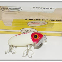 Vintage Fred Arbogast Red & White Jitterbug Lure In Box