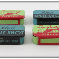Shurkatch & Ideal Split Shot Tin Lot Of Four