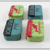 Shurkatch & Ideal Split Shot Tin Lot Of Four