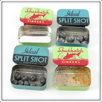 Shurkatch & Ideal Split Shot Tin Lot Of Four