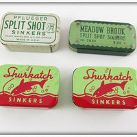 Pflueger, Shurkatch & Meadow Brook Split Shot Tin Lot Of Four 