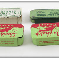 Pflueger, Shurkatch & Meadow Brook Split Shot Tin Lot Of Four