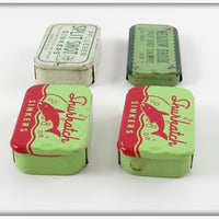 Pflueger, Shurkatch & Meadow Brook Split Shot Tin Lot Of Four