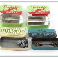 Pflueger, Shurkatch & Ideal Split Shot Tin Lot Of Four