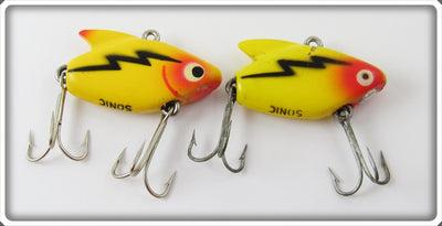 Vintage Heddon Yellow Black Lightning Sonic Lure Pair