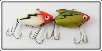 Vintage Heddon Red Head White & Perch Sonic Lure Pair