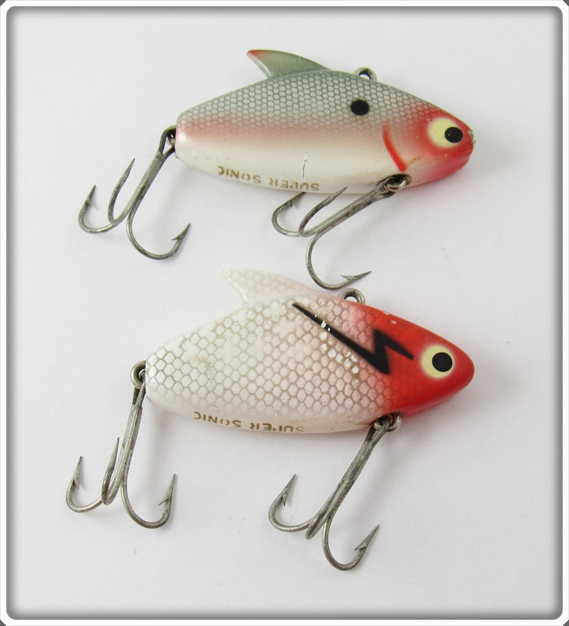 Vintage Heddon Shad & Red/White Super Sonic Lure Pair For Sale
