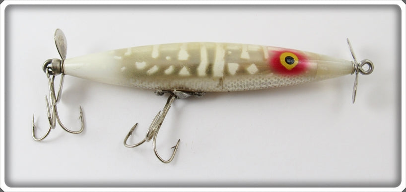 Vintage Heddon Silver & White Dying Flutter Lure