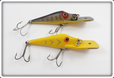 Arbogast Hustler Pair: Yellow W/Silver Ribs & Perch