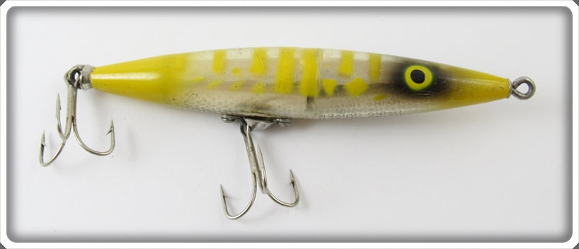Vintage Heddon Silver & Yellow Dying Quiver Lure